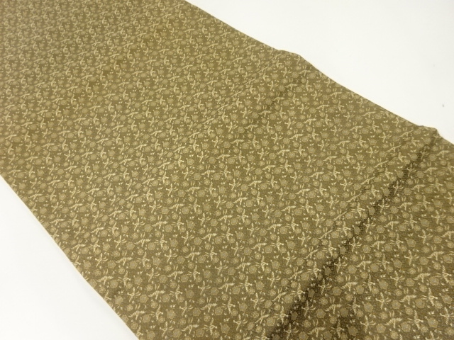 アンティーク　花鳥模様織出し丸帯（材料）